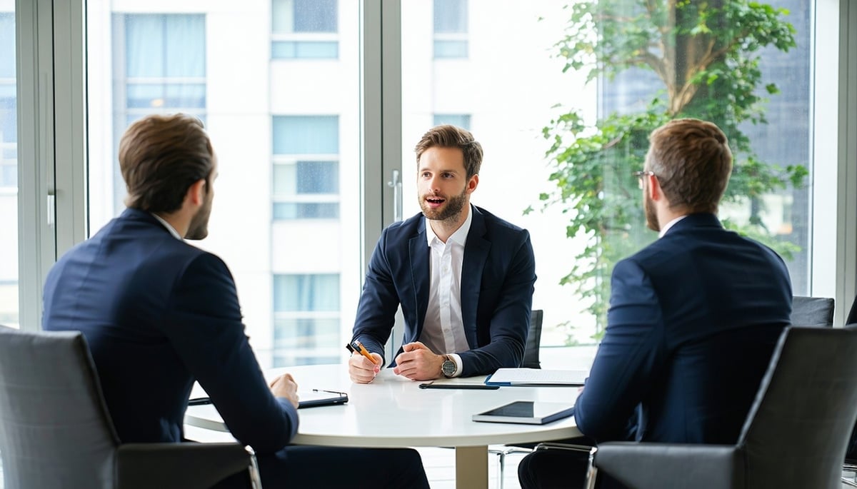Legal team discussing international business expansion